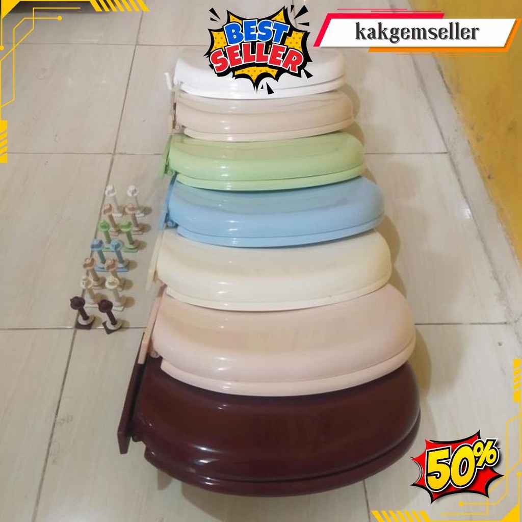 Tutup Closet Duduk Model Toto Universal All Warna Bantalan Karet - Hijau Gratis Ongkir