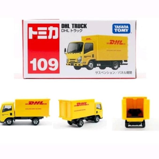 Tomica reguler 109 DHL Truck Miniatur Diecast truk DHL Toy Mainan