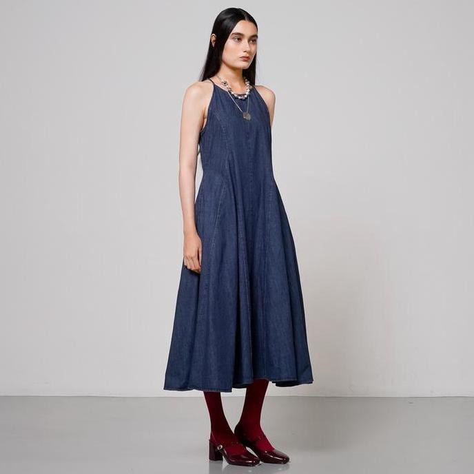 Promo This Is April Gaun Maxi Jeans Wanita Tanpa Lengan Lowisa Dress Denim 70023900 Cod