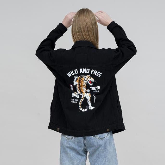 Promo Houseofcuff Jaket Jeans Denim Hitam Tebal Wanita Unisex Tokyo Cod