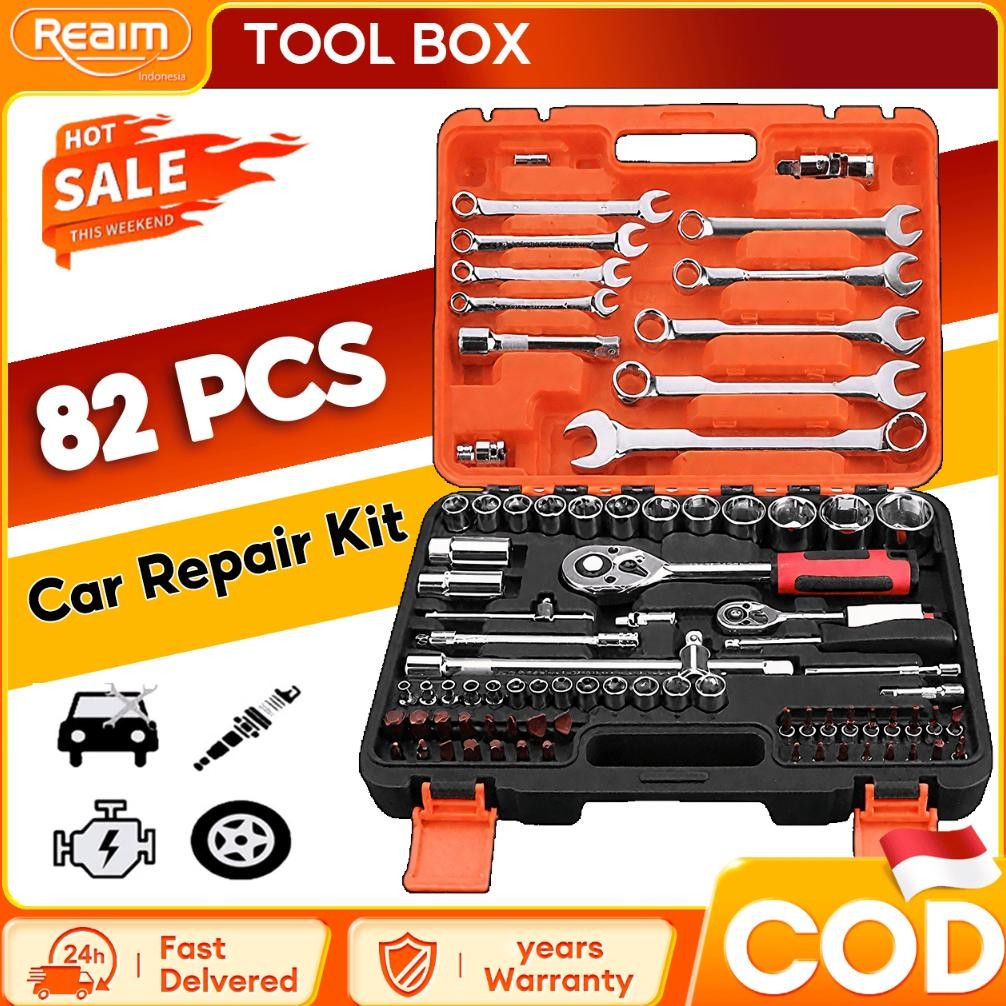 Kunci Set Lengkap Kunci Shock Set 82pcs Tool Box Tool Box Set Lengkap Kunci Set Impact Wrench Repair