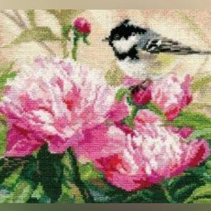 paket kristik bunga peoni dan burung alice