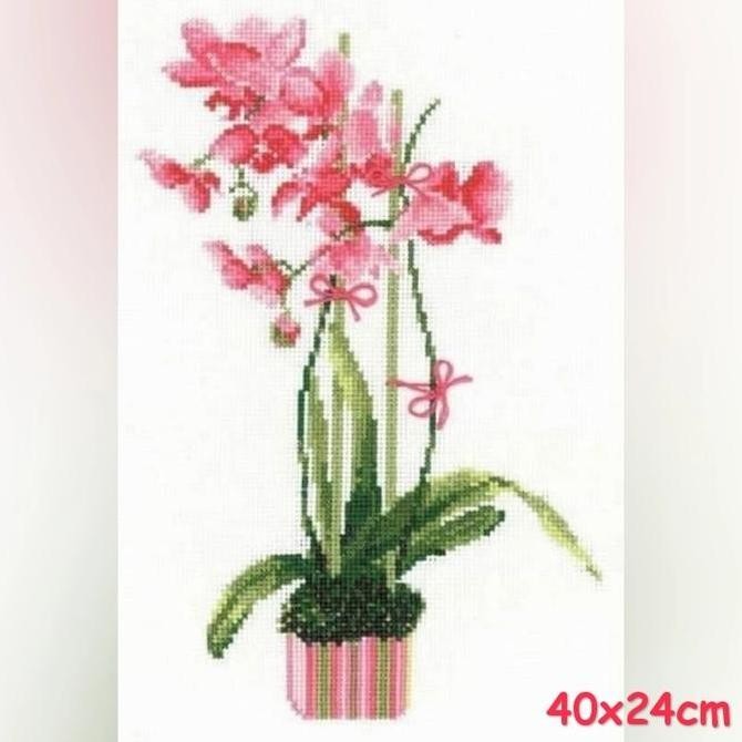 paket kristik bunga anggrek orchid pink merah jambu