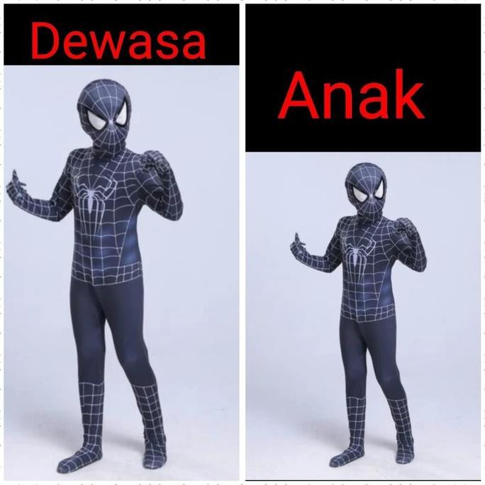 Kostum Spiderman Venom Anak/ Kostum Spiderman Hitam/ Superhero New