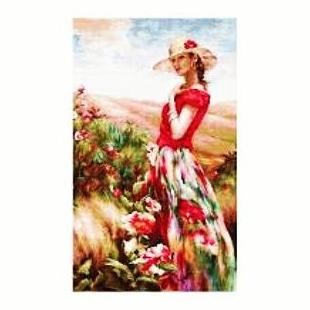 paket kristik wanita dalam gaun merah mawar