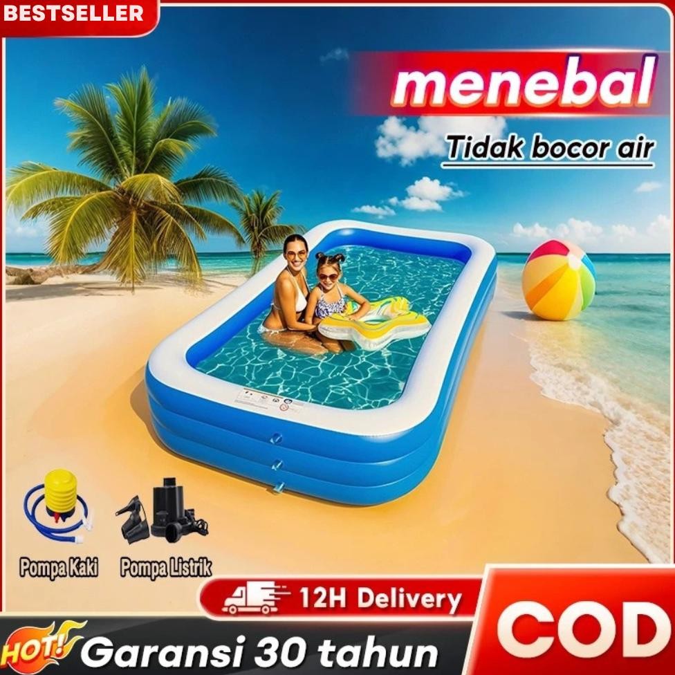 Ready stockkolam renang anak panjangnya 310cm kolam renang anak Karet yang