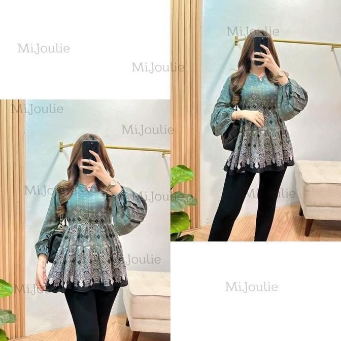 Ameera Blouse Wanita Rayon Viscose Rempel Baju lengan Balon