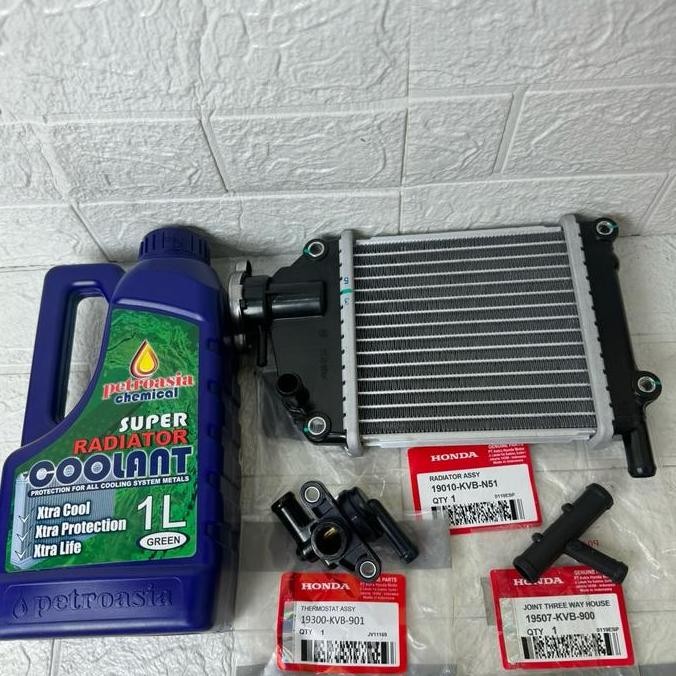 Paket Radiator(KVB)+AirRadiator+Thermostat+Selang Buat motor Vario 110 Karbu, Vario Lama, Vario Karb