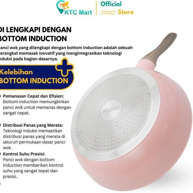 Oblerome - Deep Pan Marble Granite 28 Cm + Tutup Kaca Wok Pan Granite| Premium Cookware