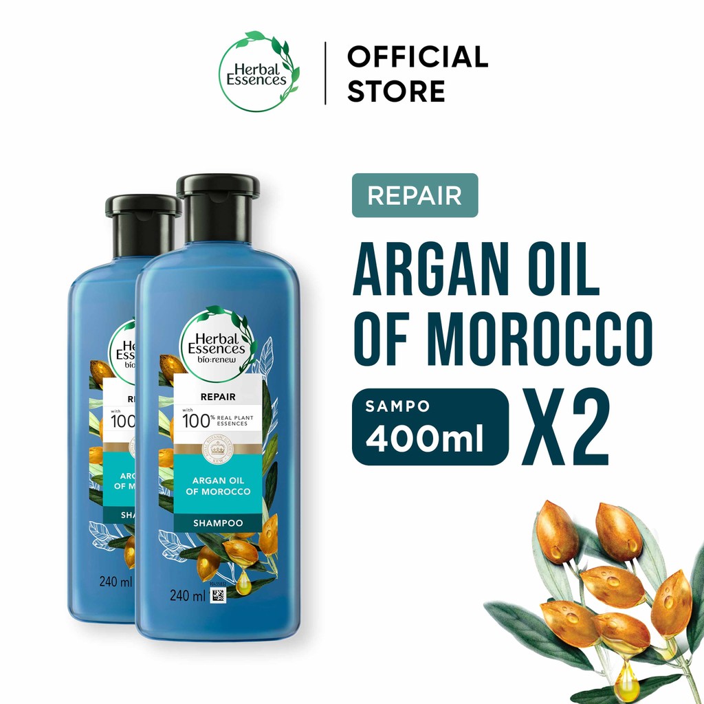 Herbal Essences Sampo Repair Argan Oil Of Morocco Perawatan Rambut 400ml x2 / Herbal Essences Shampo