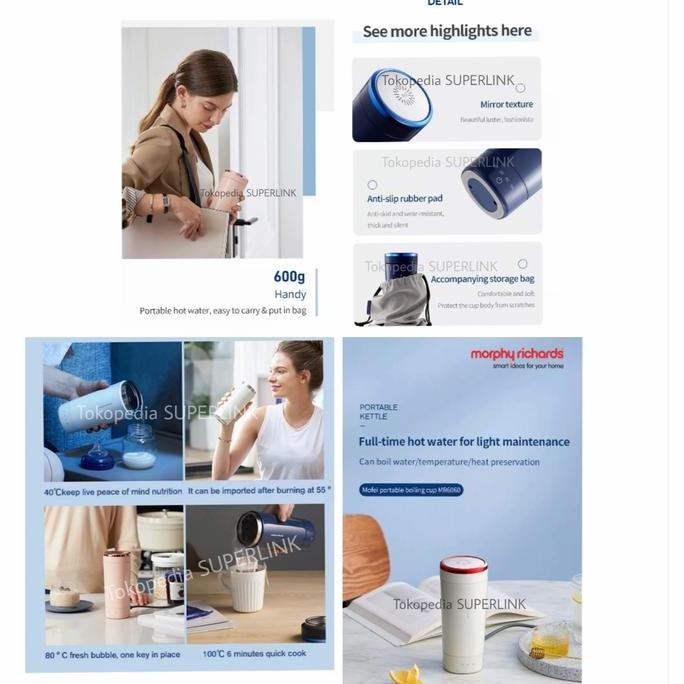 Mofei Termos Air Panas Stainless Bottle Heating Kettle Teko Listrik Portable Thermos 300Ml