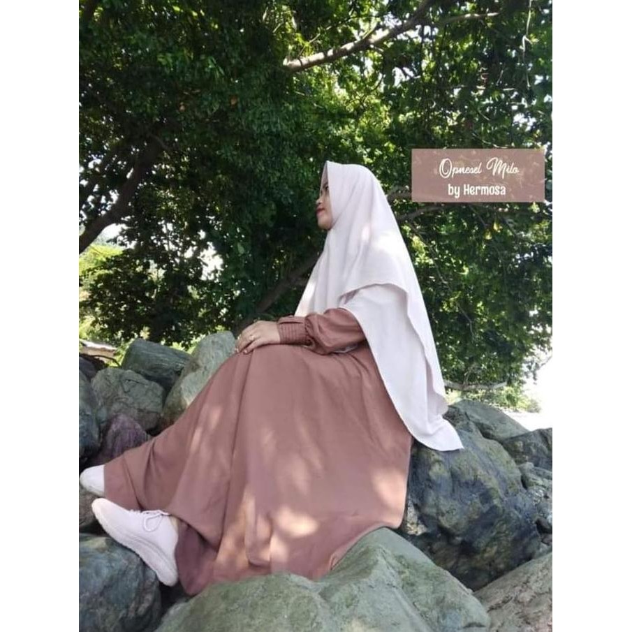 [Gamis Hermosa] Gamis Polos Milo Coklat Susu Mocca Premium-Gamis Hermosa Polos/Gamis Wollycrepegamis