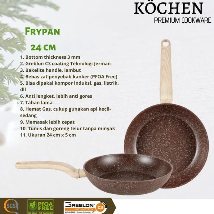 Kochen Frypan 24Cm Granite Greblon C3 Jerman Penggorengan Wajan