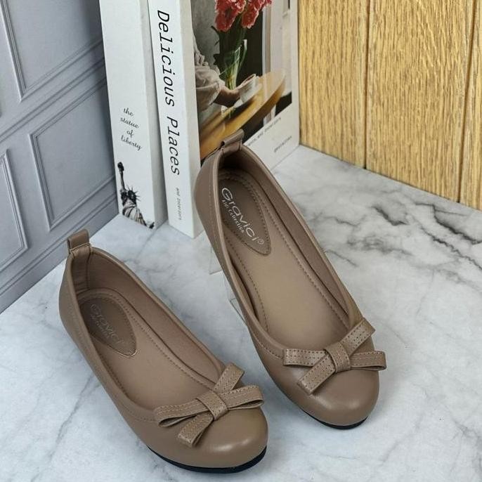 Promo Gravici Sepatu Flat Wanita AS-27 Bahan Sintetis Premium Hitam Korea Style Nyaman Untuk Kerja &