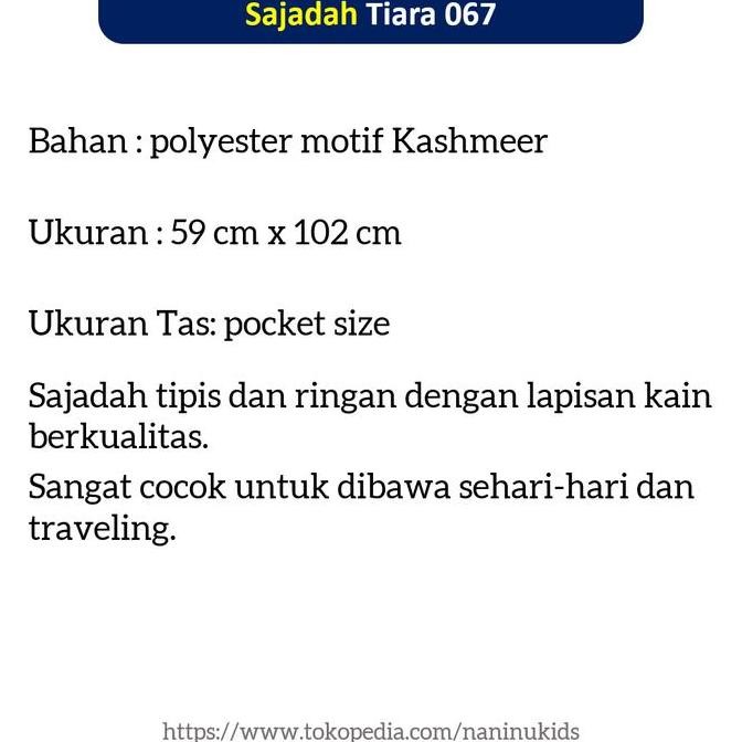 READY STOCK TATUIS - SAJADAH TIARA 067 | SAJADAH TRAVEL | SAJADAH LIPAT |POLYESTER 