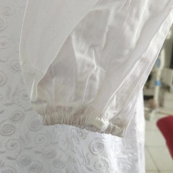 Gamis Katun Lc / Gamis Kombinasi Bermotif Dan Polos Katun Poliester Polos Bunga Putih Cantik Dalaman