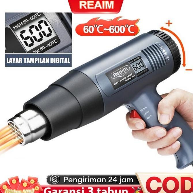 VELDORA CODREAIM Heat Gun 220V Hot Gun 2000W / Alat Pemanas / pemanasan cepat 60-600 Pemanas Stiker 