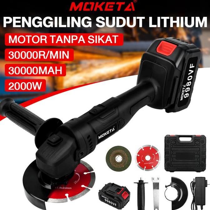 MIKAMI - Gerinda Baterai Brushless 4Inch 450W Mesin Gerinda Baterai Tangan Cordless Angle Grinder Me