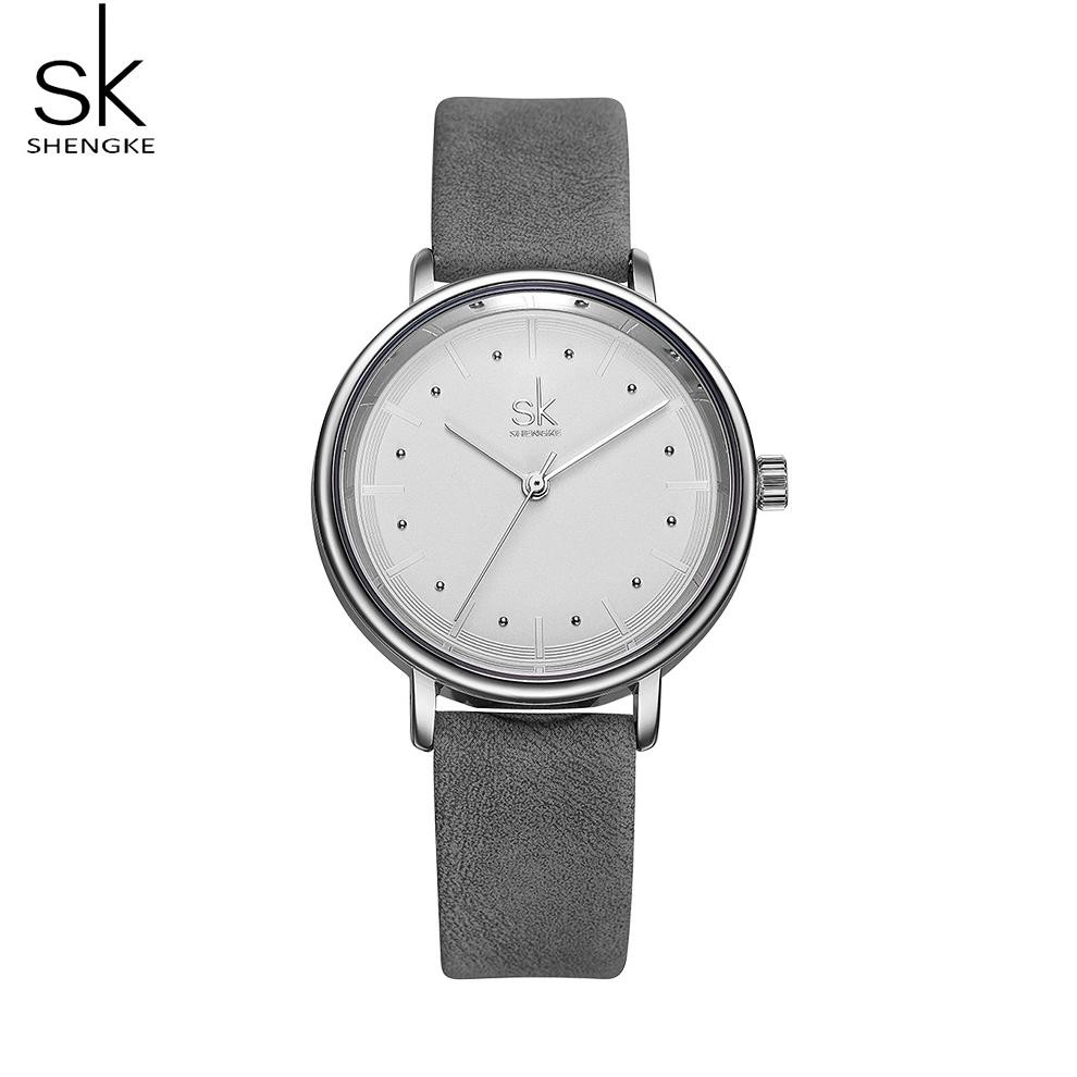 [Kecil Shengke Jam Tangan Wanita Vintage Leather Strap Quartz Movement Water Resist K8005 We-53