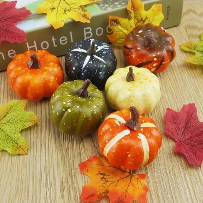 Buah Artificial Import Hiasan Halloween Pumpkin-Labu-Colorful Set