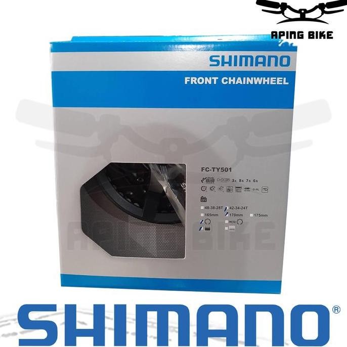 Crank Shimano Tourney Fc-Ty501 3 Speed W/ Cover Gir Tengah Sepeda Mtb