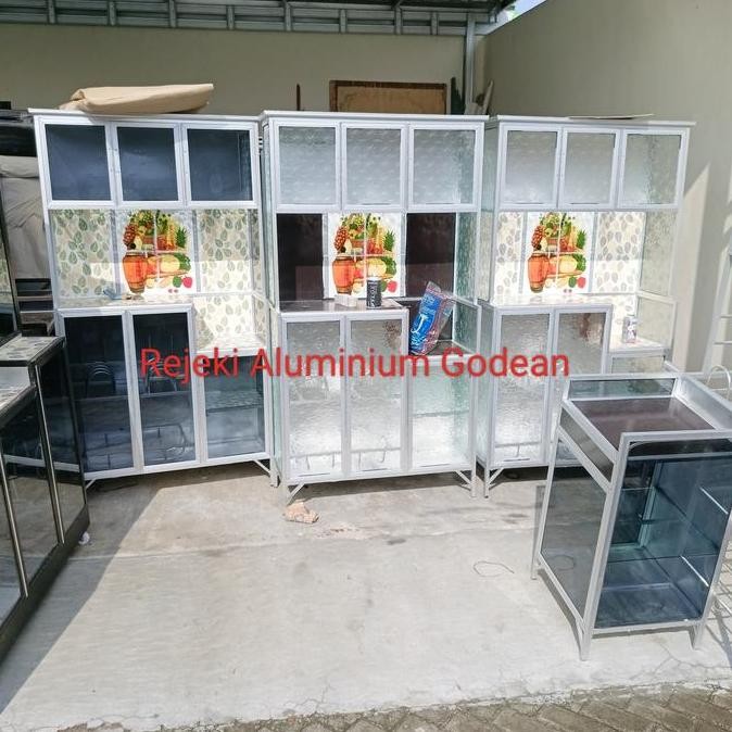 Rak piring lemari dapur 3 pintu bawah n belakang plat aluminium