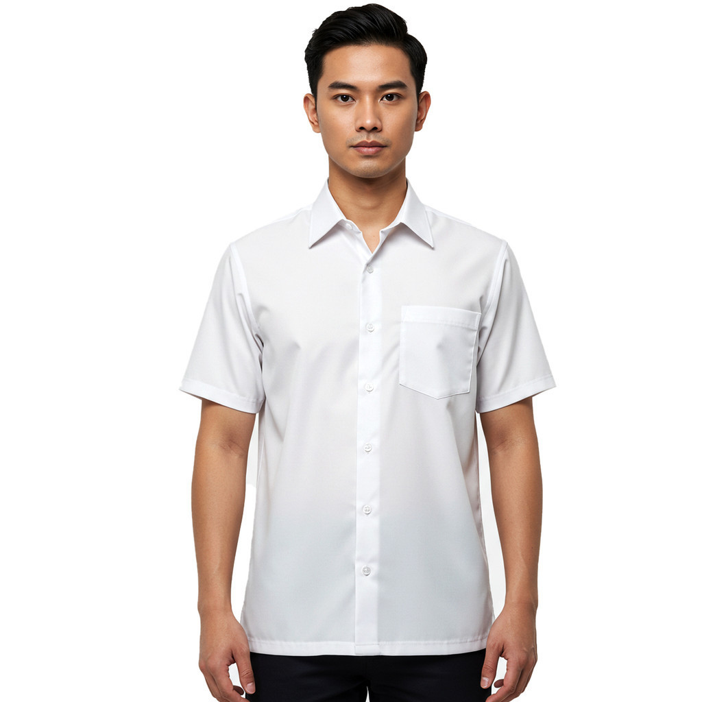 TOPTEN Kemeja Pria Lengan Pendek Polos Polyester Warna Varian