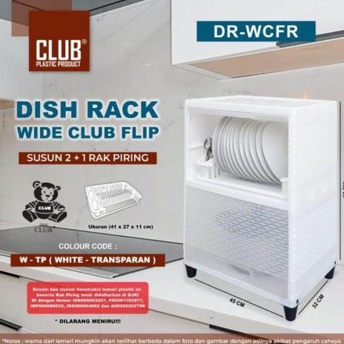 (Kargo) Dr1 Wcfr / Dr Byd - Dish Rack Wide Club Flip Susun - Dr1 Lemari Piring Rak Dapur Plastik Pin