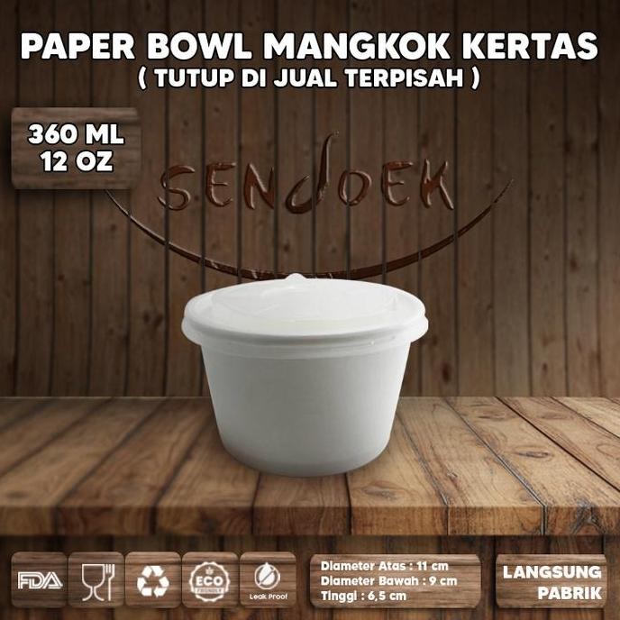 PAPER BOWL + TUTUP ALL SIZE | PAPER RICE BOWL | MANGKUK KERTAS PUTIH