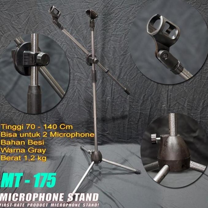 Stand Mic MT 175 / MT-175 Lantai Tripod + Holder Handphone dan Mic