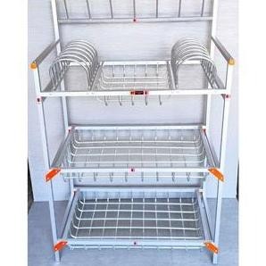 rak piring aluminium tebal 3 susun tempat piring rak dapur aluminium