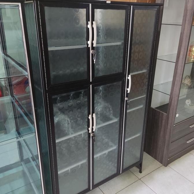 lemari dapur rak piring aluminium 3 pintu