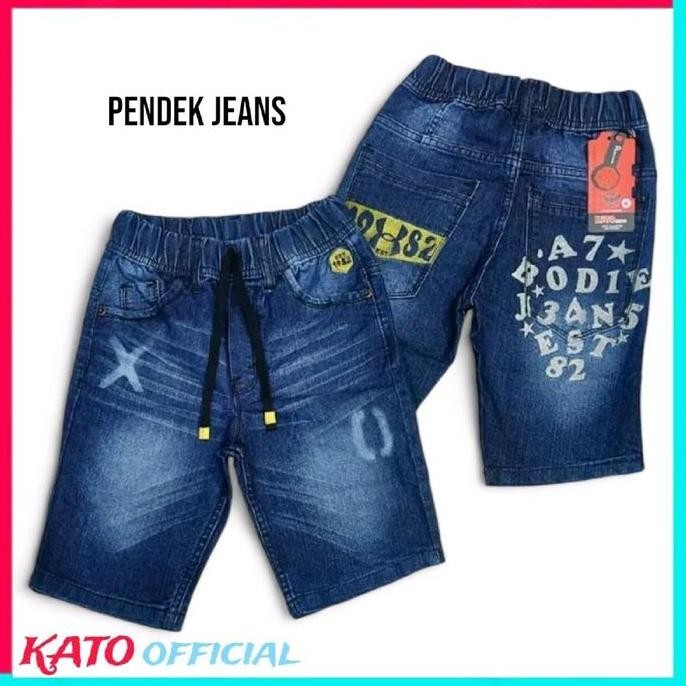 DE176 >> Celana Pendek Jeans Anak KATO Model Terbaru Pinggang Karet Keliling - Fashion, Motif