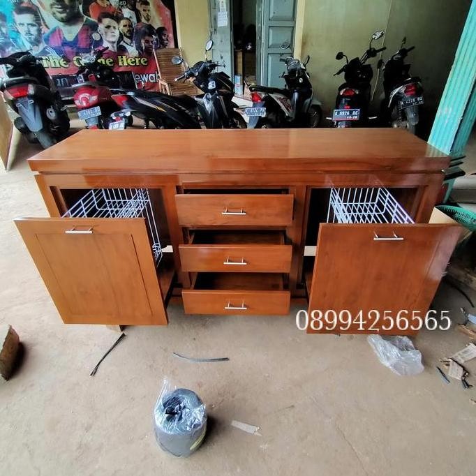 meja dapur kayu jati jepara bufet rak piring kitchen set