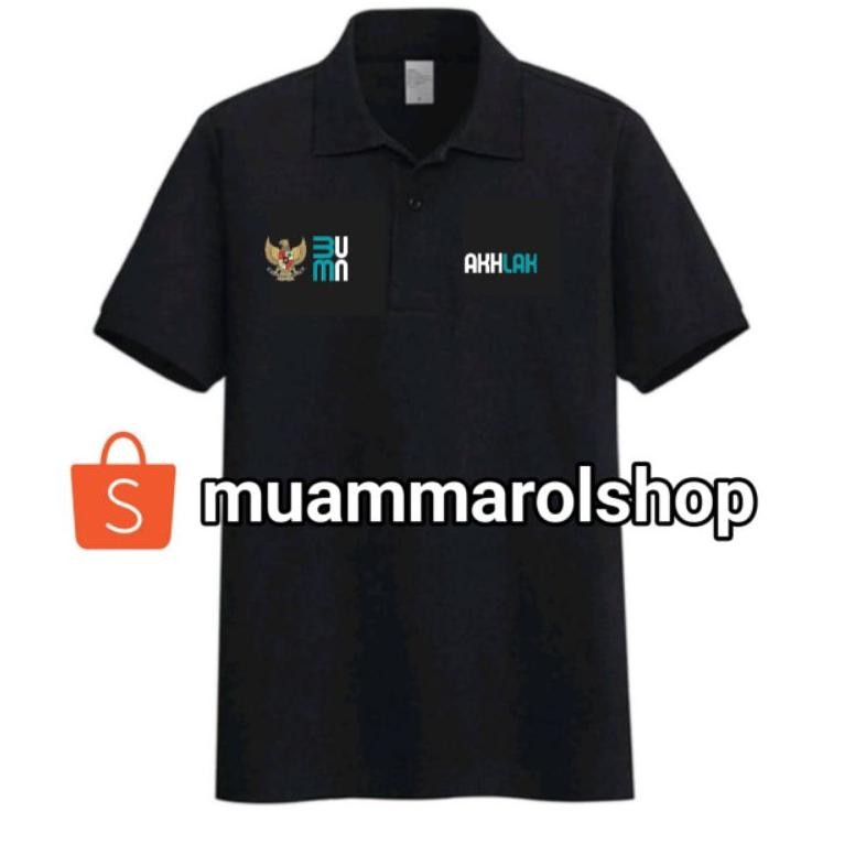kaos polo bumn akhlak t-shirt polo bumn bordir