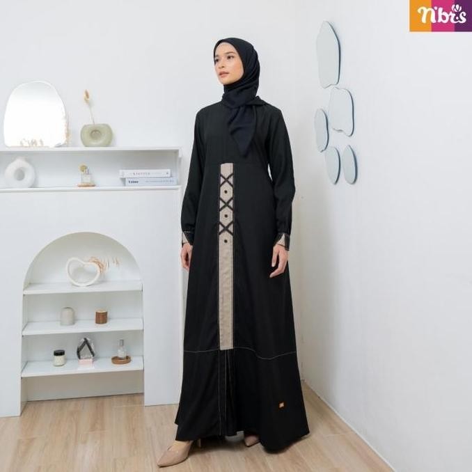 Gamis Nibras Syar'I Ns 82 Warna Hitam Black Baju Muslimah Branded Ori