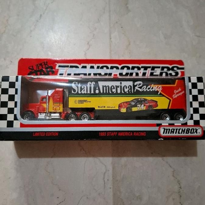 matchbox transporters kenworth aerodine low bed trailer america racing 1991