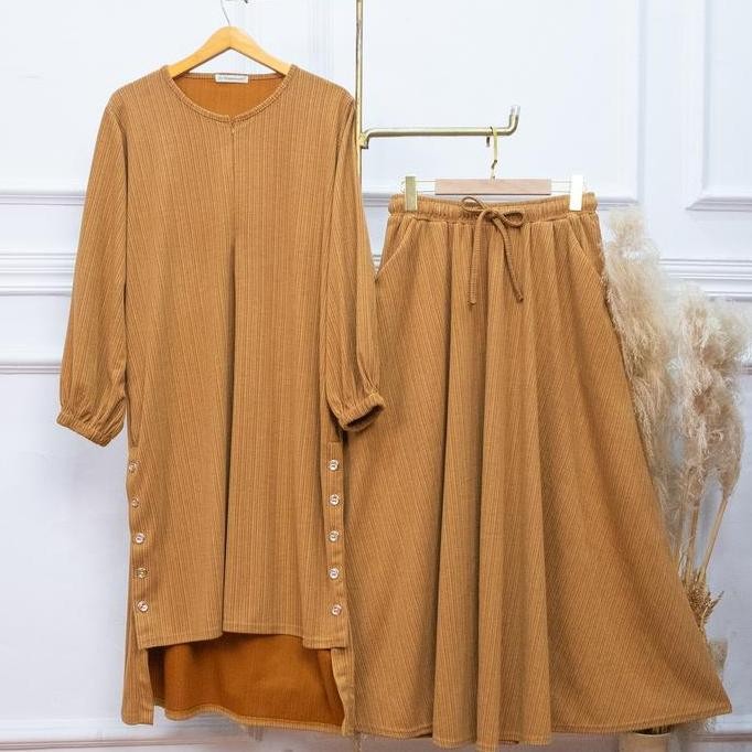 Jv Hasanah Set Midi Tunic Knit - Tunik Knit Busui Friendly Kaos Adem