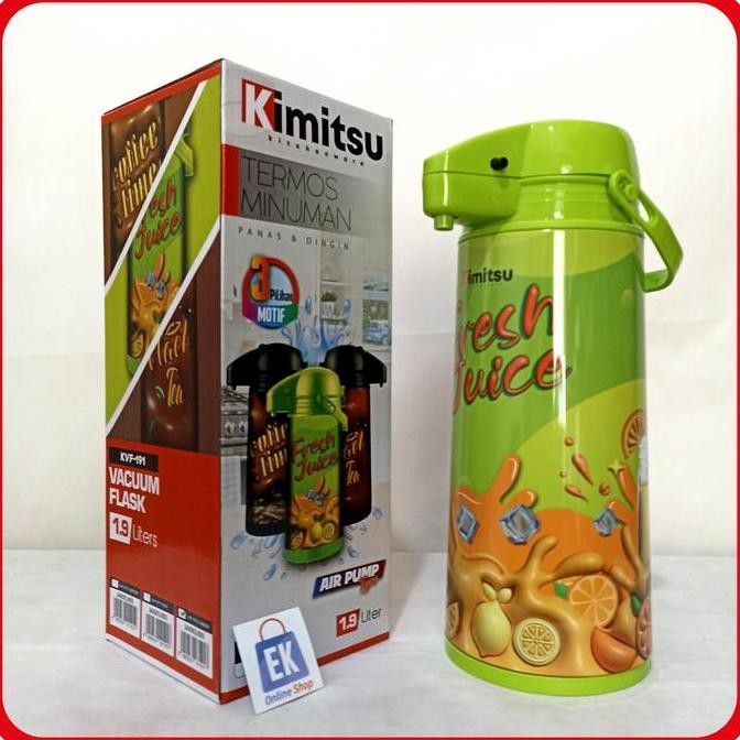 Termos Air Panas Stainless Kimitsu Kvf-191 | Termos Tekan | Termos Pencet | Termos Tekan 2 Liter | T