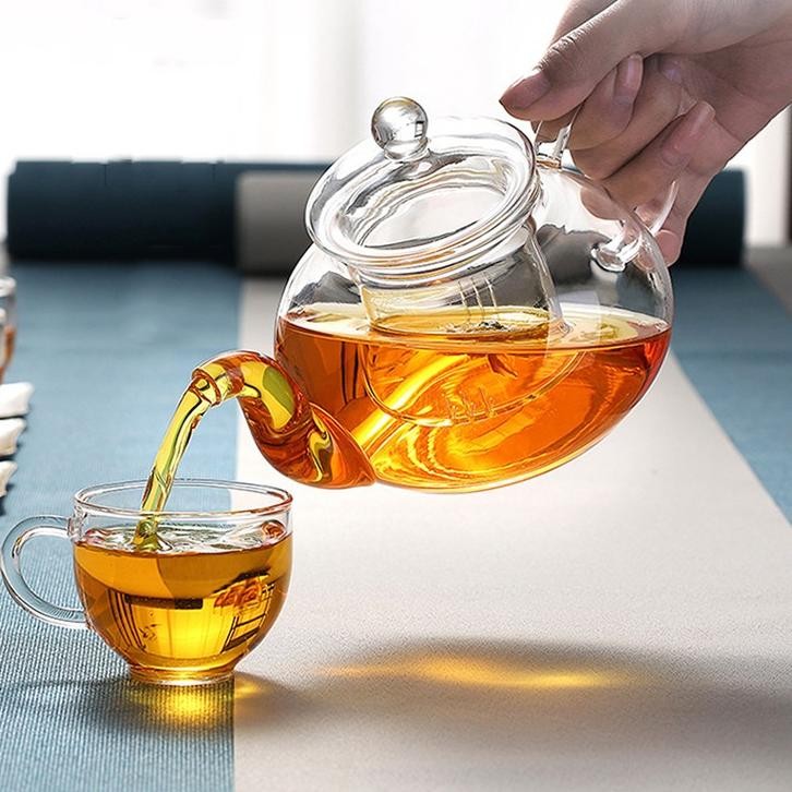 Teko Kaca Pitcher Aesthetic Masak Air Teh dengan Saringan Filter Teapot Maker Borosilicate Glass