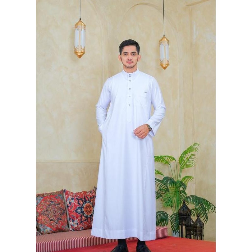 Al Haramain Series Semi Wol Thobe Hassan Jubah Gamis Pria Dewasa 2417666768 Putih