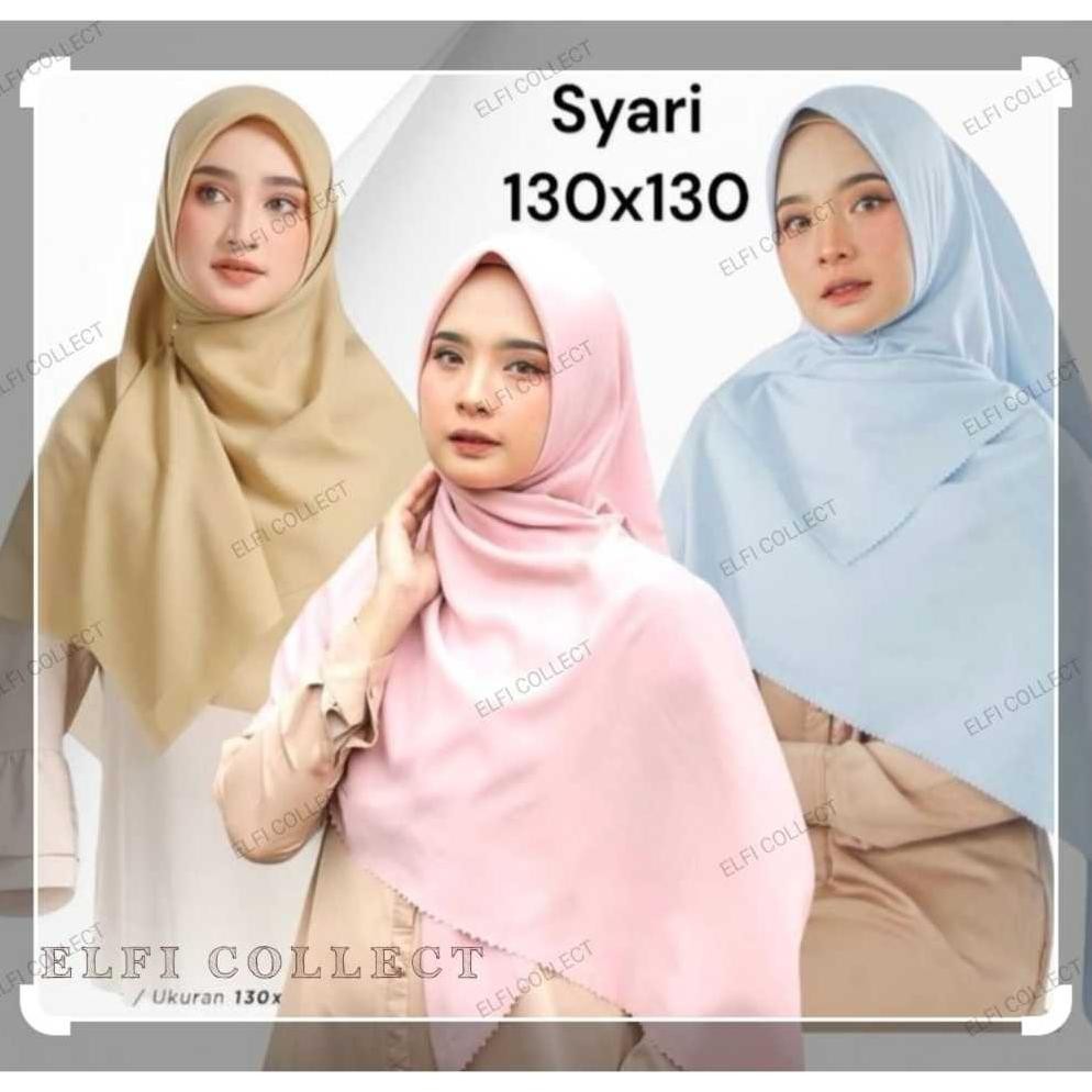 Hijab Segi empat Voal Syari 130x130 / Jilbab Voal Premium Syar'i 130X130 / kerudung / Elfi Collect