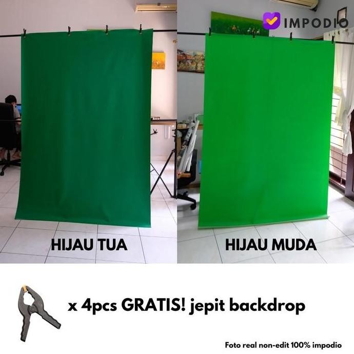 Stand bentuk T + Background IMPODIO HIJAU muda/tua FREE jepit 4pcs