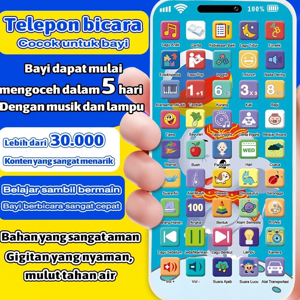 Mainan Telepon Anak hp mainan anak anak 45 Tombol Modus Piano Interaktif Lampu Menarik & Suara Hewan