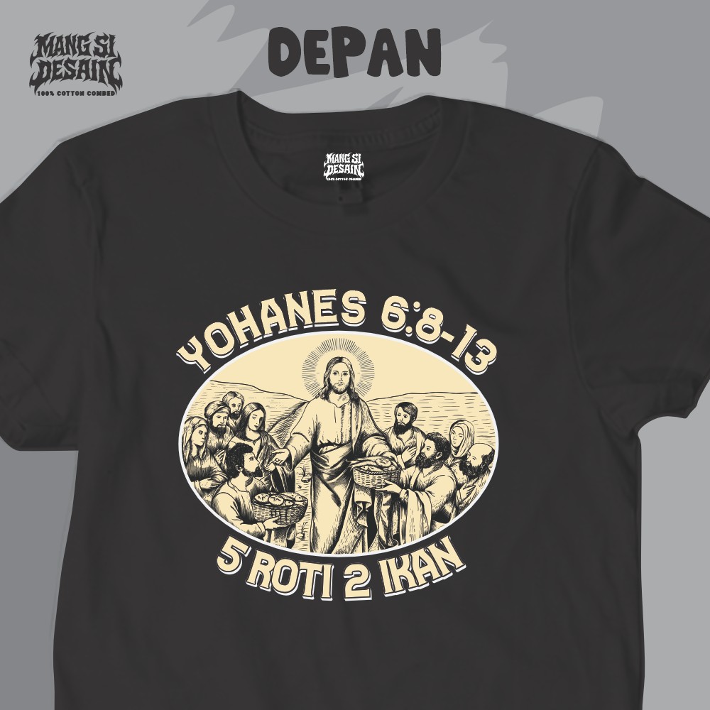 Tshirt 5 roti 2 ikan 100% CATTON COMBED 24s