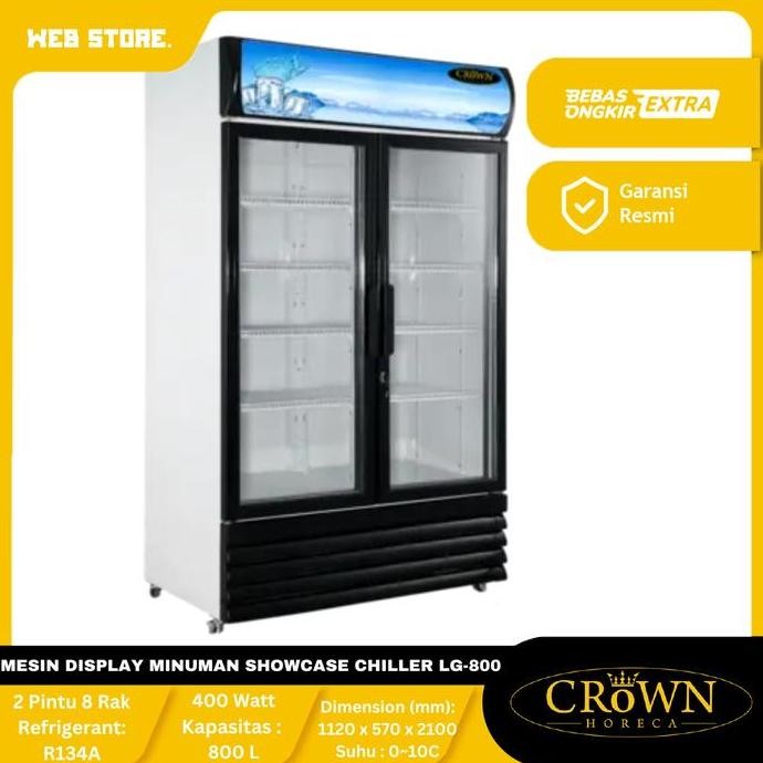 CORVUS Mesin Pendingin Display Minuman Showcase Chiller 2 Pintu 8 Rak LG-800 Crown