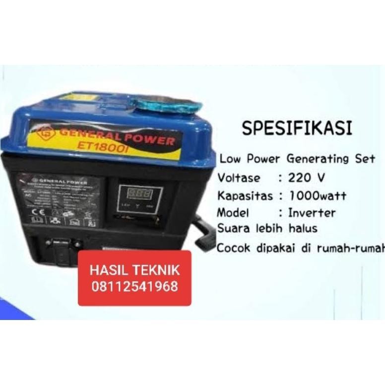 albertGokil Mesin Generator Listrik INVERTER 1000 Watt Genset General 1800 i Bensin 2 Tak