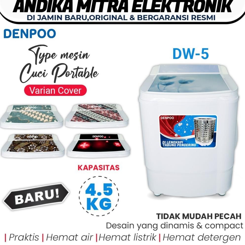 EDELWEIS- MESIN CUCI PORTABLE DENPOO DW-5 KAPASITAS 4,5 KG MESIN CUCI MINI TERBARU DAN SUPER HEMAT L