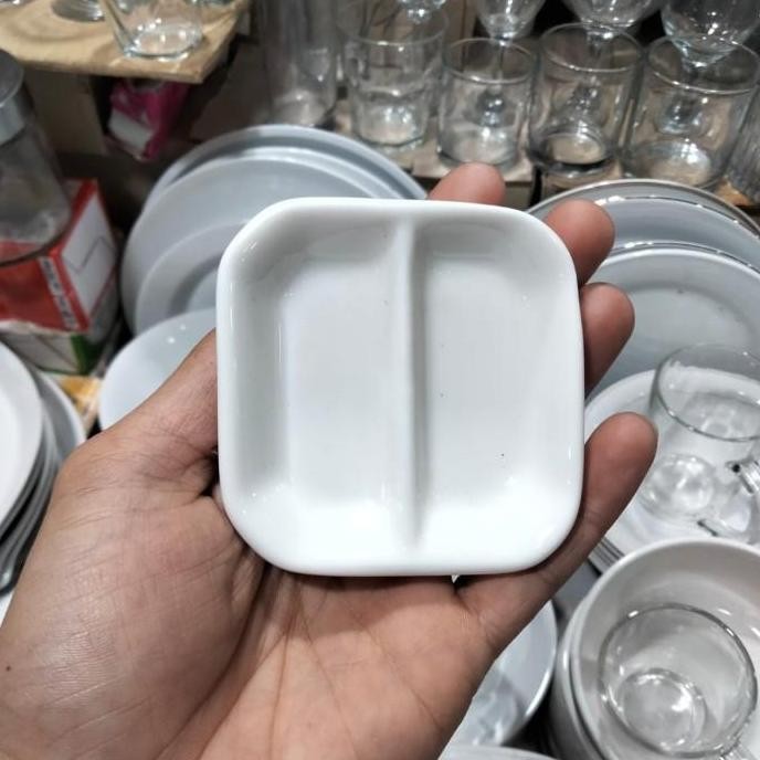 PIRING SAMBAL KERAMIK SEKAT 2 / DOUBLE SAUCE DISH SAFEWARE