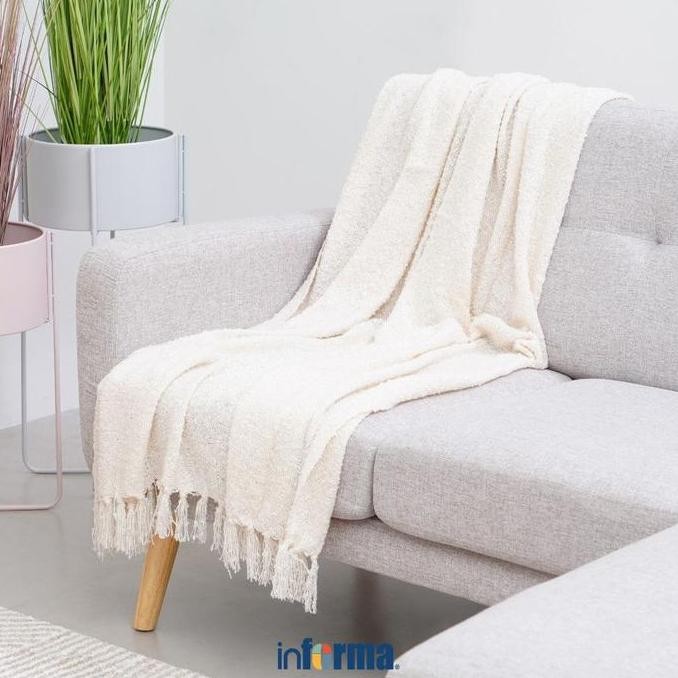 Premium INFORMA 125X150 CM SELIMUT THROW EINNE BOUCLE - PUTIH IVORY Promo